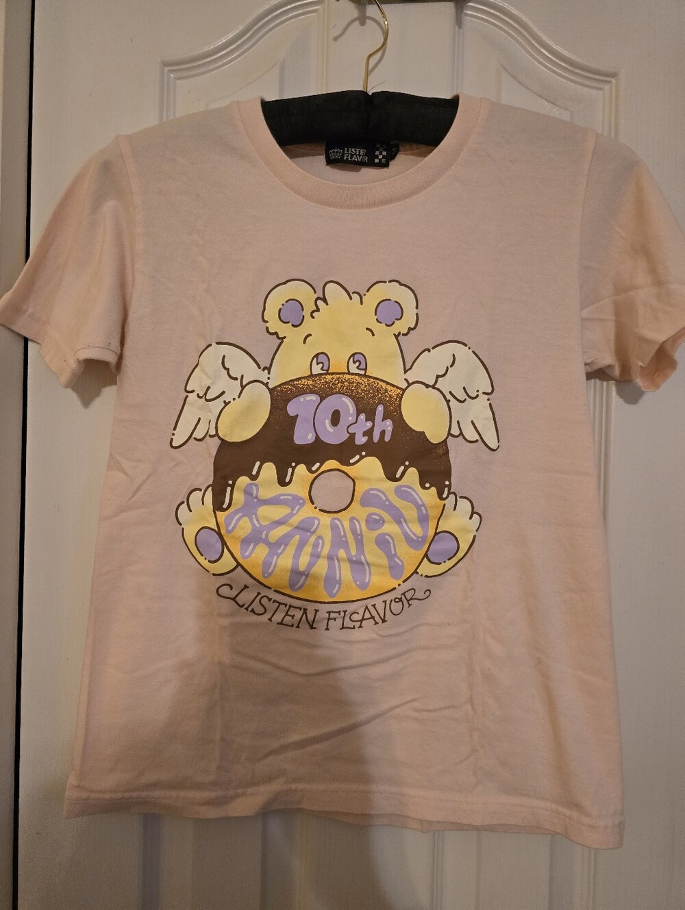 LISTEN FLAVOR 10th Anniversary Angel Donut Bear Tee M